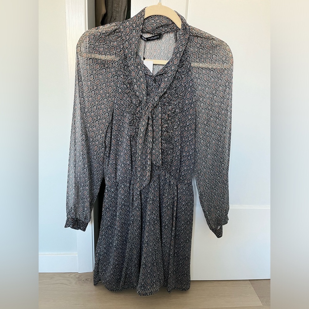 Zara Chiffon Jumpsuit Dress Floral Tie Collar Size Medium NEW NWT $69.90